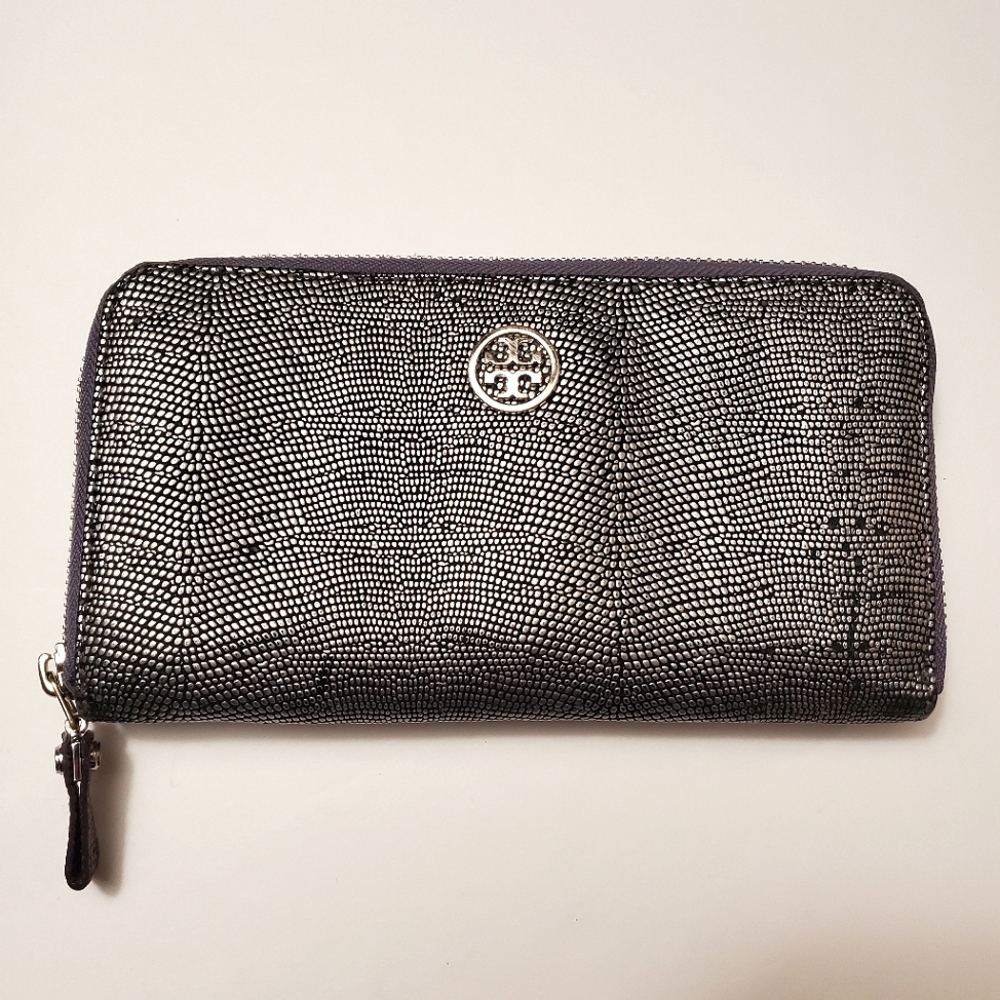 Tory Burch - Silver and Purple zip around wallet